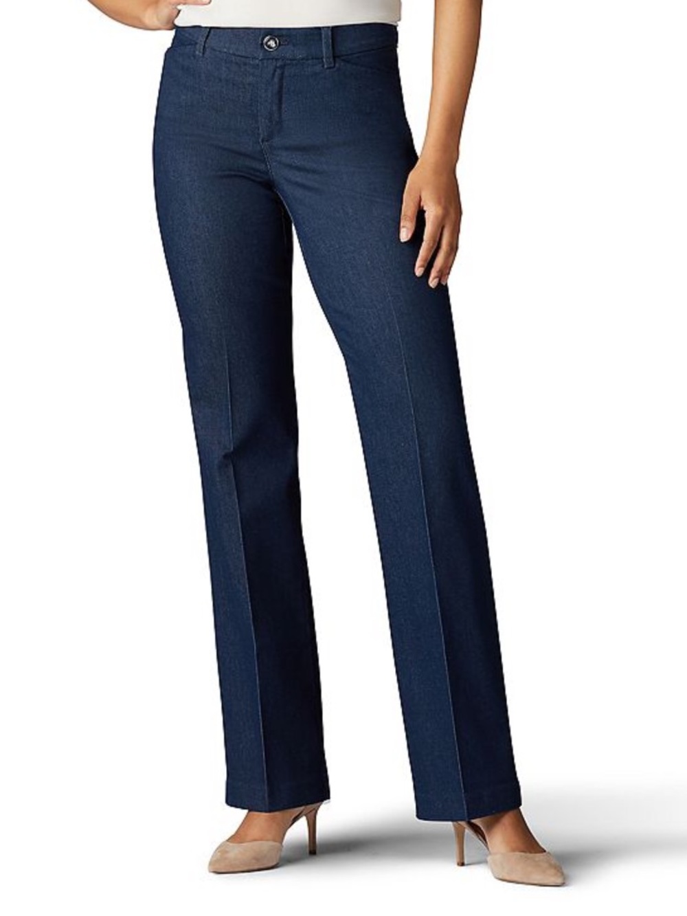 NWT Women's Lee® Flex Motion Denim Trouser Pants Indigo Rinse Size 18 short